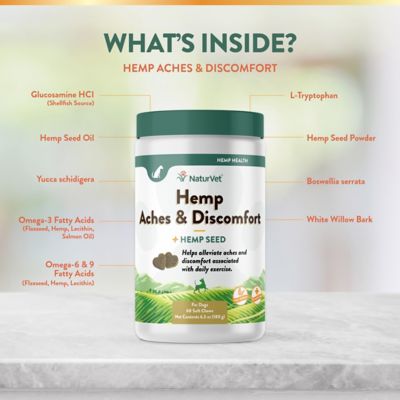 Image showing  Aches and Discomfort Hemp Soft Chewable Hip and Joint Supplement for Dogs, 0.55 lb., 60 ct.