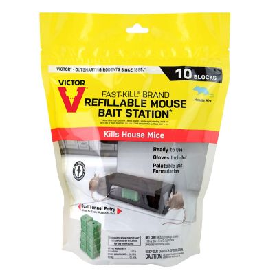 Victor Fast-Kill Brand Refillable Mouse Poison Bait Station, 10-Pack