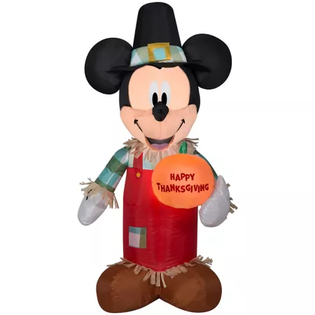 Gemmy 3.5 Foot Inflatable Mickey Holding Pumpkin Air Blown Halloween Decoration Fall Inflatables