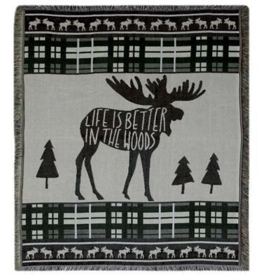 River's Edge Products 50 in. x 60 in. Moose Tapestry Throw