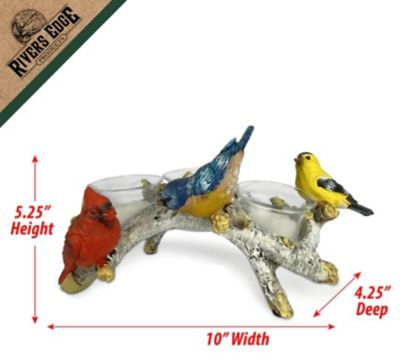 Image showing  10 in. Birch with Birds 3-Candle Holder