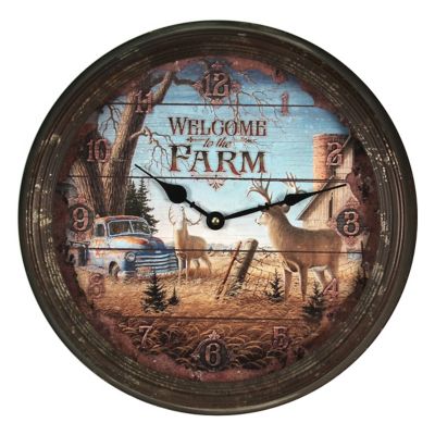 River's Edge Products 15 in. Deer Scene Rusted Clock