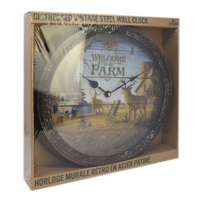 Image showing  Deer Scene Rusted Clock, 15 in.