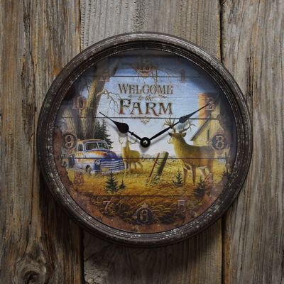 Image showing  Deer Scene Rusted Clock, 15 in.
