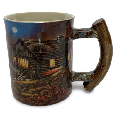 River's Edge Products 3D 15 oz. Cabin Scene Ceramic Mug