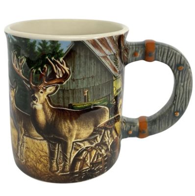 River's Edge Products 3D 15 oz. Deer/Farm Ceramic Mug