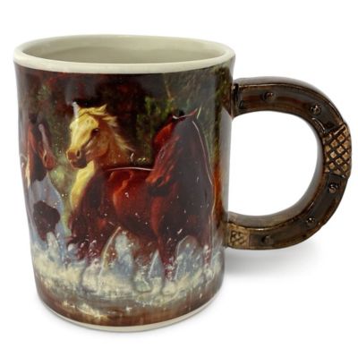River's Edge Products 3D 15 oz. Horse Scene Ceramic Mug