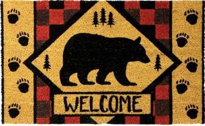 River's Edge Products 30 in. x 18 in. Welcome Bear Coir Mat