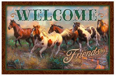 River's Edge Products 26 in. x 17 in. Welcome Horse Rubber Door Mat