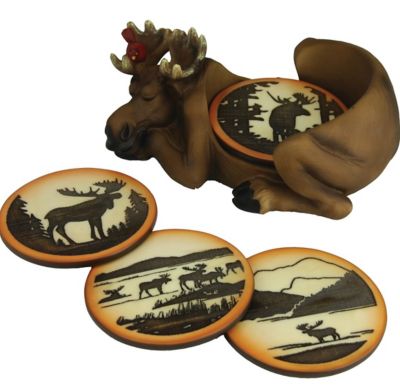 River's Edge Products Moose Coaster Set