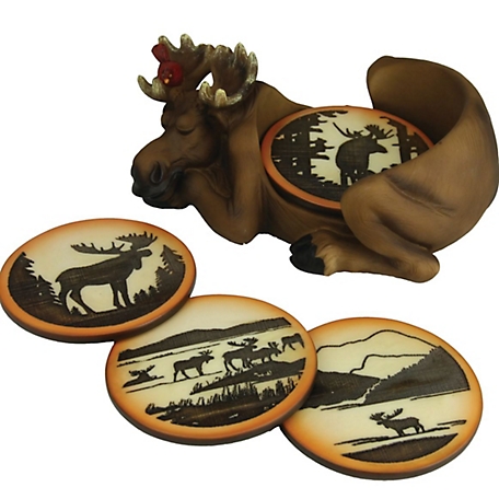 River's Edge Products Moose Coaster Set