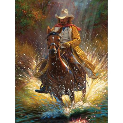 River's Edge Products 16 in. x 12 in. Cowboy LED Art