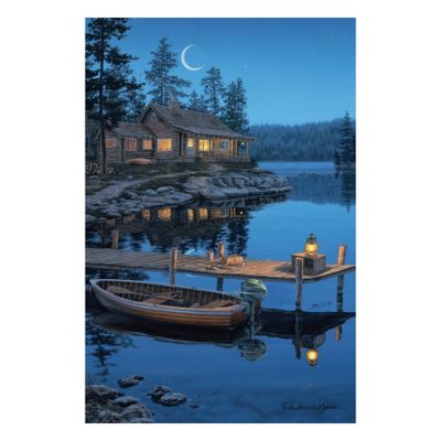 River's Edge Products 24 in. x 16 in. Bay Moon LED Art