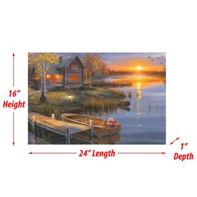 Image showing 5 th River's Edge Products Lake Cabin LED Art, 24 in. x 16 in.