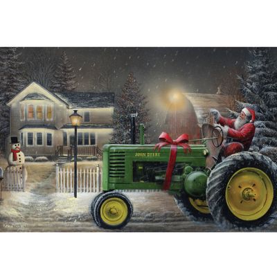 River's Edge Products 24 in. x 16 in. Santa/Tractor LED Art