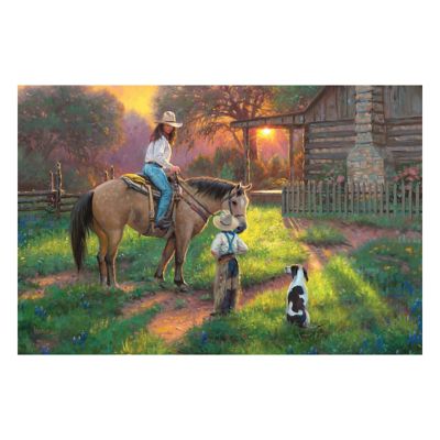 River's Edge Products 24 in. x 16 in. Woman on Horse LED Art