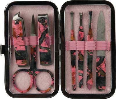 River's Edge Products 7-Piece Travel Size Pink Camouflage Manicure Set