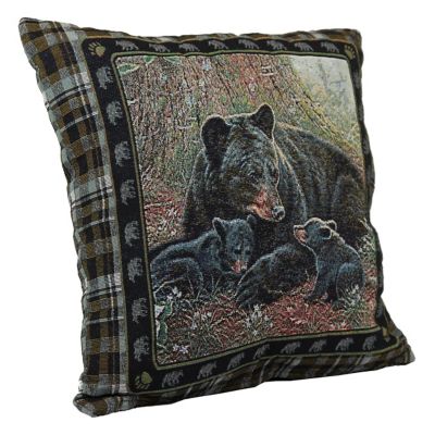 Image showing  18 in. Bear Tapestry Pillow, 2 Pack