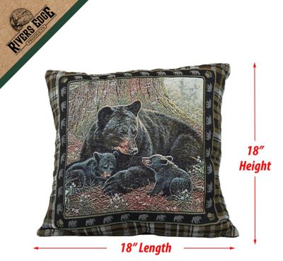Image showing  18 in. Bear Tapestry Pillow, 2 Pack