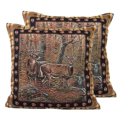 River's Edge Products Indoor Deer Tapestry Throw Pillows, 18 in., 2-Pack