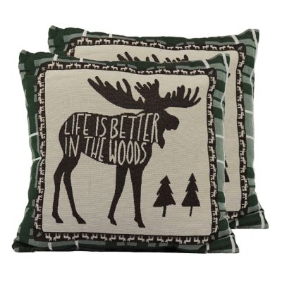 River's Edge Products 18 in. Moose Tapestry Pillow, 2 Pack