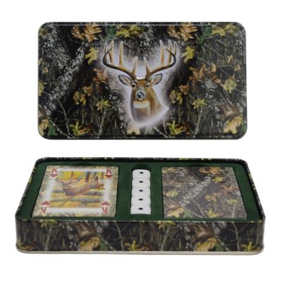 River's Edge Products Tin Mossy Oak Deer Playing Card and Dice