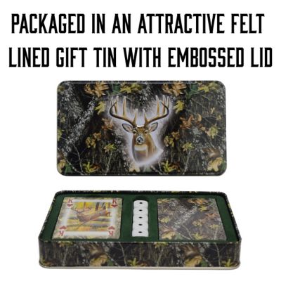 Image showing  Tin Mossy Oak Deer Playing Card and Dice