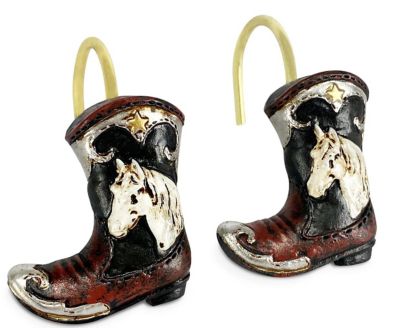 Image showing  Cowboy Boot Shower Curtain Hooks, 12-Pack