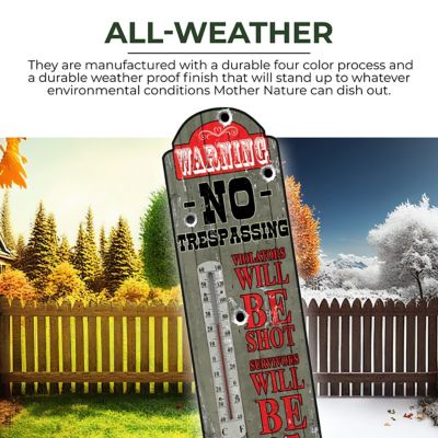 Image showing  No Trespassing Tin Thermometer