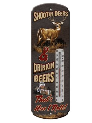 River's Edge Products ShooTin Deers Tin Thermometer