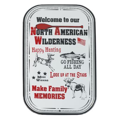 River's Edge Products Welcome NA Wilderness Porcelain Metal Sign