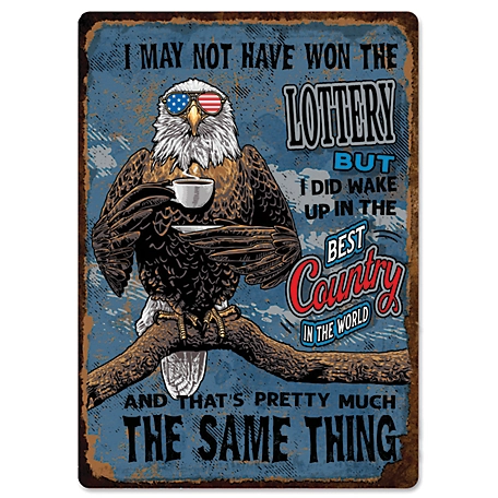 River's Edge Products 12 in. x 17 in. Best Country in. the World Tin Sign