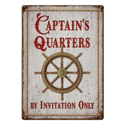 River's Edge Products 12 in. x 17 in. Captain's Quarters Tin Sign