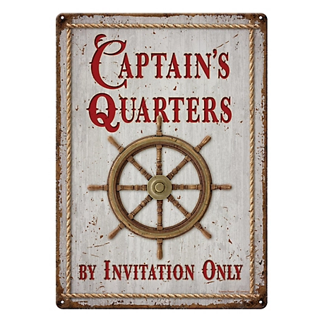 River's Edge Products 12 in. x 17 in. Captain's Quarters Tin Sign