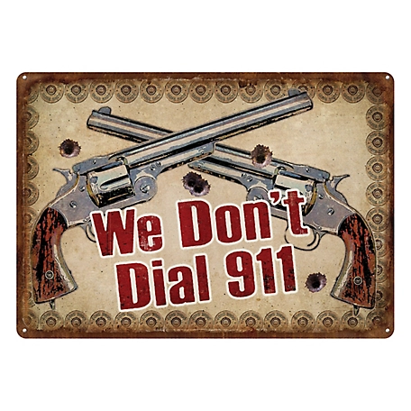River's Edge Products 12 in. x 17 in. Dial 911 Tin Sign