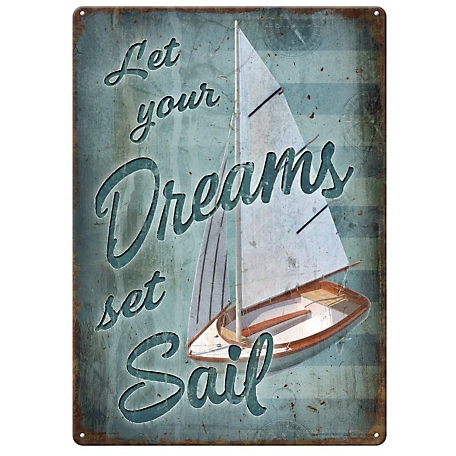 River's Edge Products 12 in. x 17 in. Dreams Sail Tin Sign