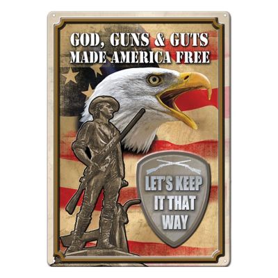 River's Edge Products 12 in. x 17 in. God, Guns, Guts Tin Sign