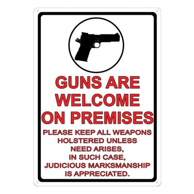 River's Edge Products 12 in. x 17 in. Guns Are Welcome Tin Sign
