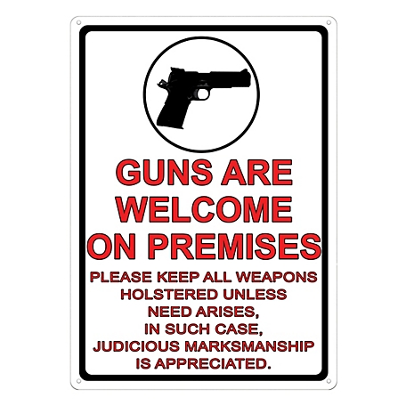River's Edge Products 12 in. x 17 in. Guns Are Welcome Tin Sign