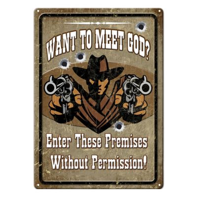 River's Edge Products 12 in. x 17 in. Meet God Tin Sign