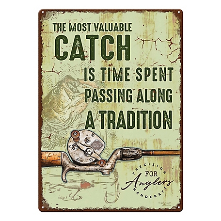 River's Edge Products 12 in. x 17 in. Most Valuable Catch Tin Sign