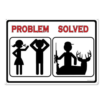 River's Edge Products Problem Solved Hunt Tin Sign, 12 in. x 17 in.