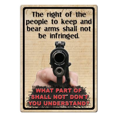 River's Edge Products 12 in. x 17 in. Right to Bear Arms Tin Sign