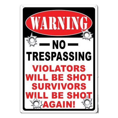 River's Edge Products Warning No Trespassing Tin Sign, 12 in. x 17 in.
