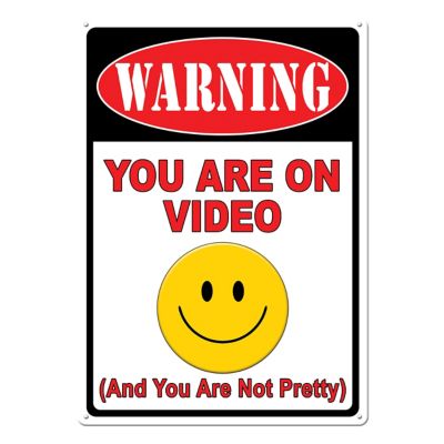 River's Edge Products 12 in. x 17 in. Warning On Video Tin Sign