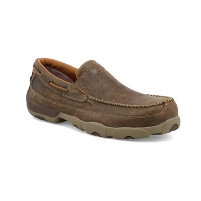 Twisted X Men's Composite Toe Slip-On Driving Moc Shoes, Brown