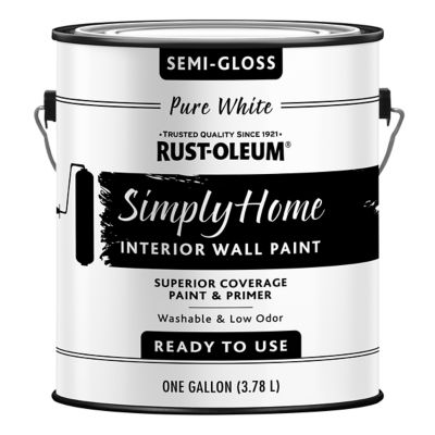 Rust-Oleum 1 gal. Pure White Simply Home Interior Wall Paint & Primer, Semi-Gloss