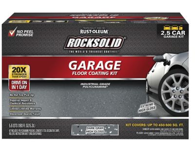 Rust-Oleum 180 oz. Dark Gray RockSolid Polycuramine Garage Floor Coating  Kit, High Gloss