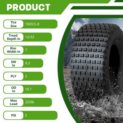 Image showing  18x9.5-8 2PR SU17 Knobby ATV Tire