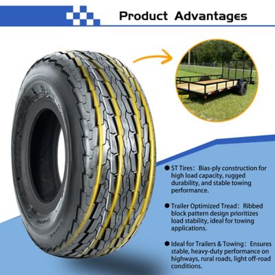 Image showing  20.5x8-10 6PR (LRC) SU03 Boat Trailer Tire and 10x6 5-4.5 Wheel Assembly, White